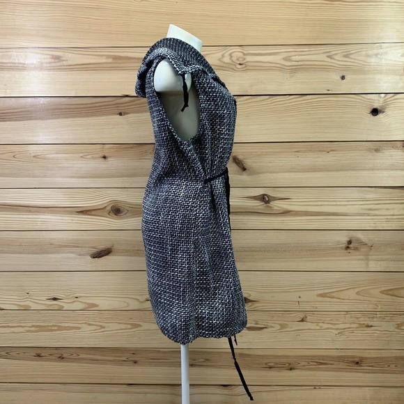 Bryn Walker Vest Medium Black White Tweed Wrap Sleeveless Duster USA B161 - Picture 3 of 9